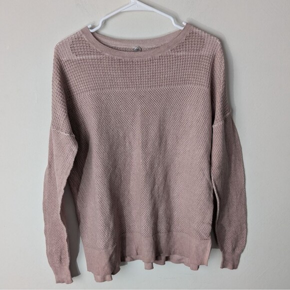 Margaret O'Leary Waffle Open Knit Long Sleeve Slouchy Sweater Women's Medium - Picture 1 of 8